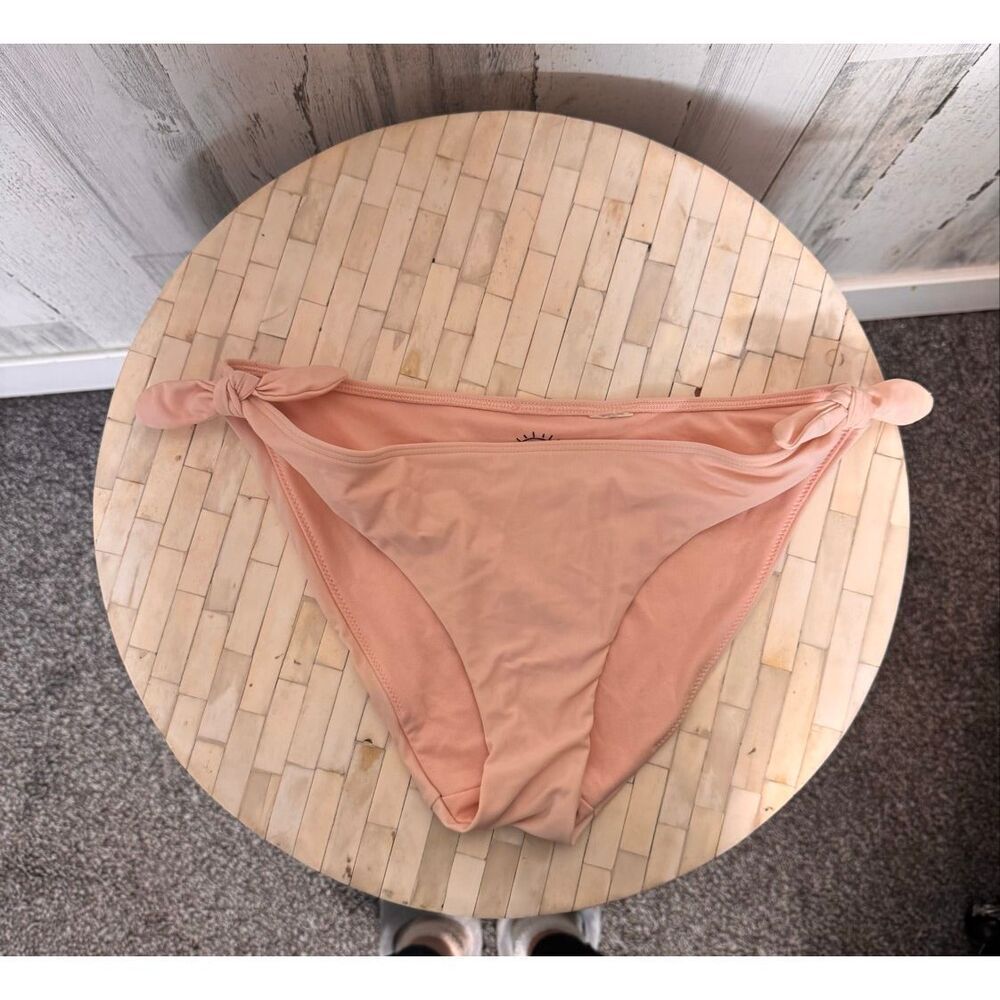 Hollister Bikini Bottom Womens Medium Peach Tie Side Swim Cheeky Minimal